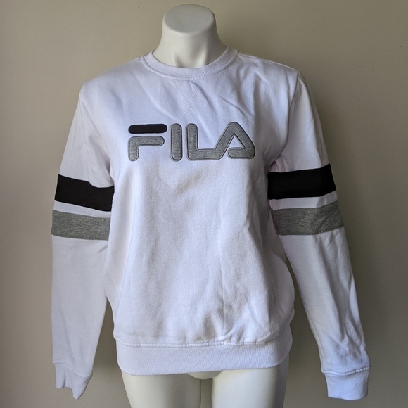 FILA Womens Varsity Stripe Logo Crew Neck Sweatshirt S NWT - Picture 4 of 6